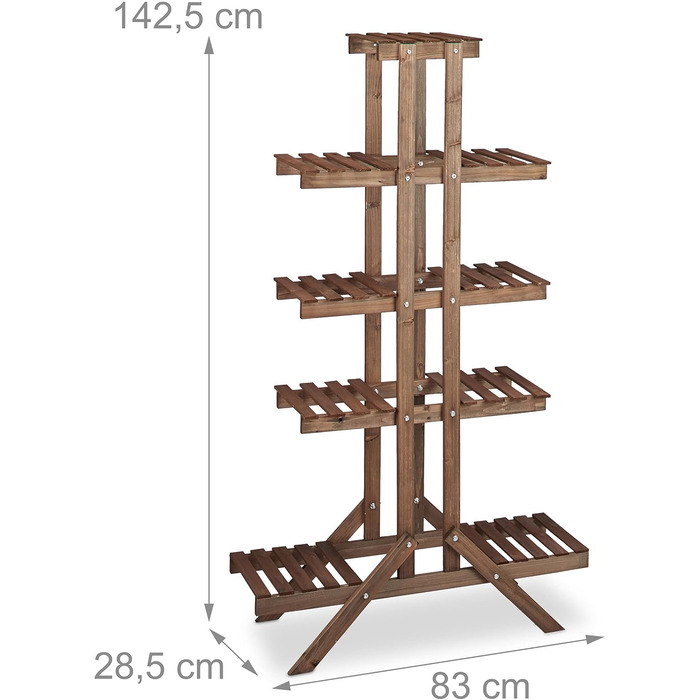 Квіткові сходи 5 рівнів, дерево, кімнатні, багатоповерхові, 142,5x83x28,5 см, темно-коричневі