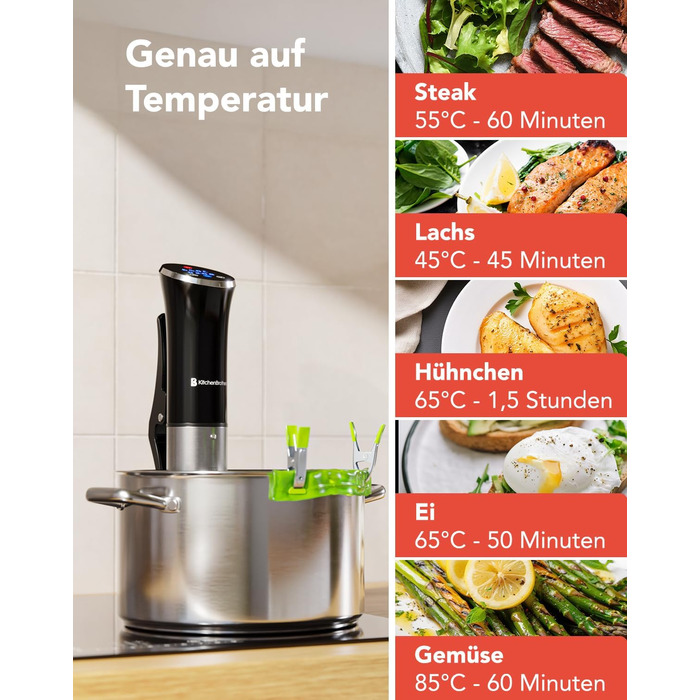 Набір для приготування су-від KitchenBrothers: су-від паличка, таймер, 1200W, чорний (без аксесуарів)