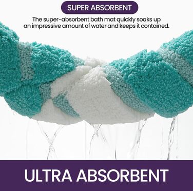 Нековзна килимок для ванної кімнати DEXI 50 x 80 см, м'який, швидковисихаючий, для ванни, душу, зеленого кольору