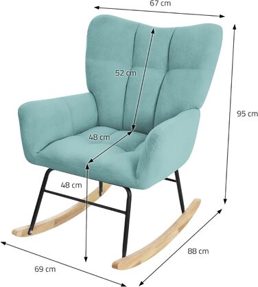 Крісло-гойдалка ML-Design Salbei з оббивкою під фліс, дерев'яні полози, для вітальні/спальні/балкона