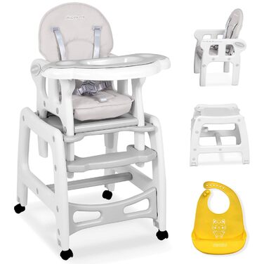 Дитячий стільчик Ricokids Sinco 5в1 - регульований, з функцією гойдання та нахилом спинки (сірий)