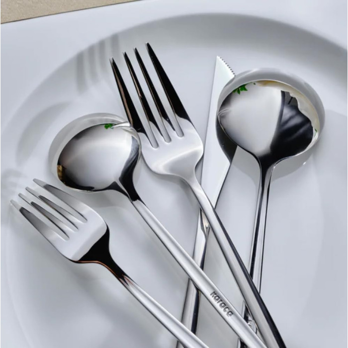 Набір столових приборів Karaca Elegance Orion Platin, 84 шт. (12 осіб), нержавіюча сталь, придатний для мийки посуду