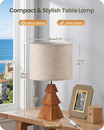 Дерев'яна настільна лампа GOEBLESON для спальні, вітальні, готелю. Сучасний дизайн, тепле світло 2700K, E27, подарунок. Модель ZME07TLD05N1 (у вигляді дерева)