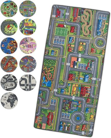 Килимок для ігор з вулицями - Різні конструкції та розміри - Міцний дитячий килимок - Високоякісний килимок для дитячої кімнати - Килимок для ігор для хлопчиків/дівчаток (95 x 133 см, вулички)