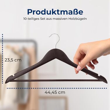 Плечики для одягу SereneLife з дерева, антиковзаючі, 360° обертання, для дітей та дорослих, міцні, економія місця, 20 шт.