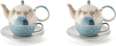 Х НОВИЙ чай teemando для одного набору 'Belle керамічний з золотим напиленням, 4 шт. Глечик 0,4 л, Чашка 0,2 л 2 X TFO, 2 шт., 2