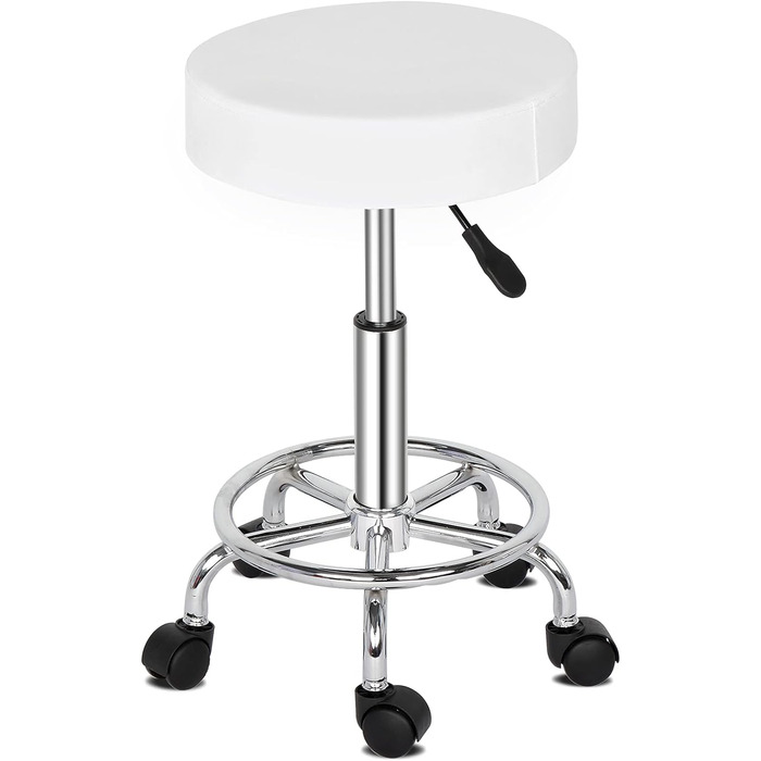 Робочий стілець TactFire на колесах (білий) - регульований по висоті, поворотний на 360, для офісу, салону, спа-центру