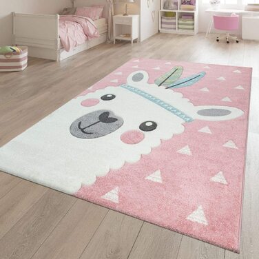 Домашній ігровий килимок TT для дитячої кімнати Альпака дизайн 3-D ефект м'який міцний рожевий з коротким ворсом, розмір (120 х 170 см)