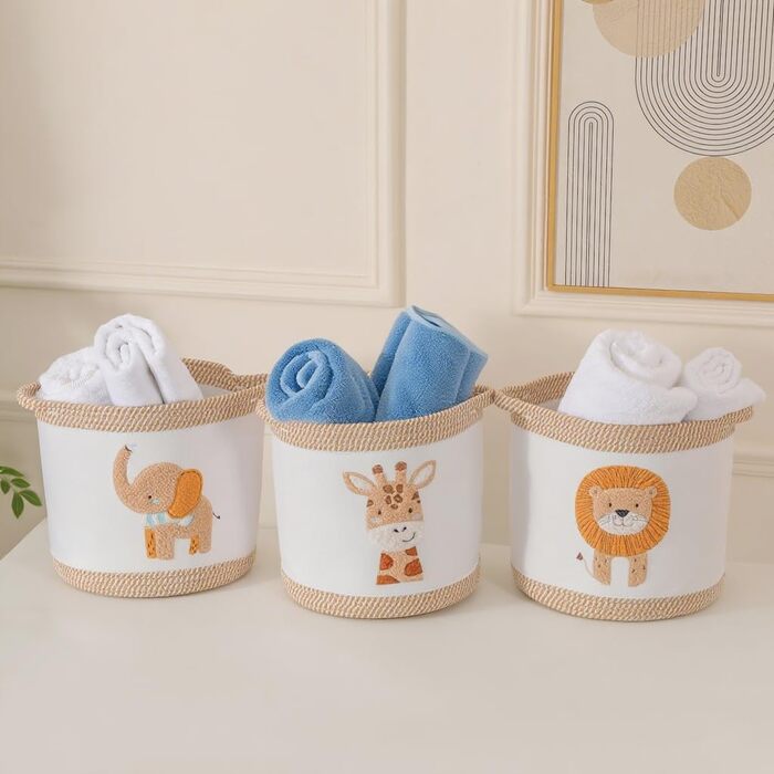 Набір кошиків для зберігання 3 шт. плетені кошики для іграшок, білизни, дитяча кімната, органайзер для іграшок, одягу, м'яких іграшок, місткі та надійні кошики, жовтий колір