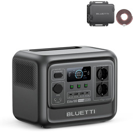 Портативна електростанція BLUETTI Elite 100 V2: 1024Wh, LFP акумулятор, 1800W (3600W пік), сонячний генератор для кемпінгу та резервного живлення