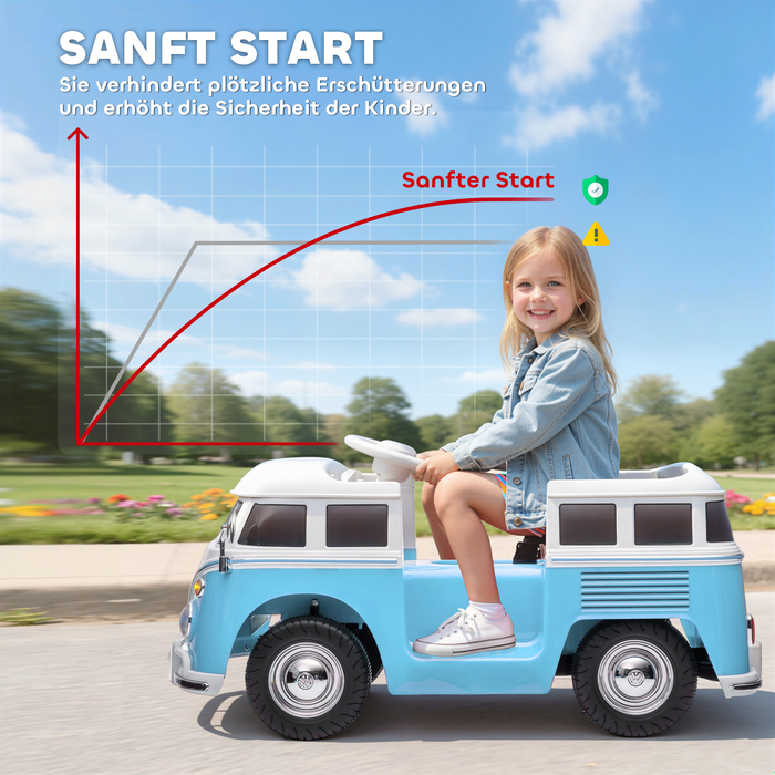 Електромобіль для дітей Kinder, 12V, з MP3, подвійним двигуном, звуком клаксона, плавним стартом, розміри 89x49x41,5 см, блакитний