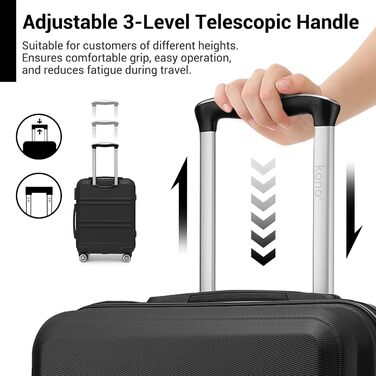 KONO Чемодан-валіза на колесах L (65 см) Чорний