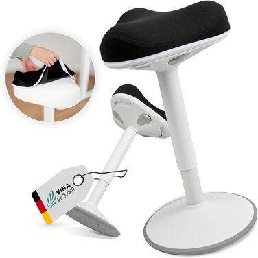 Офісний стілець ZIP SH-01 з ергономічною спинкою та знімним чохлом | Активне сидіння, стабільний ефект гойдання, регулювання висоти 58-83 см (Чорний)