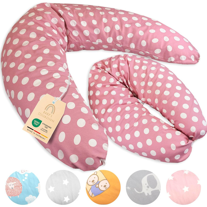 Подушка для годування та вагітних XXL 190 см з чохлом - перевірена подушка для вагітних та немовлят. М'яка подушка для сну на боці та підтримки тіла (Indie Dots Antikrosa)