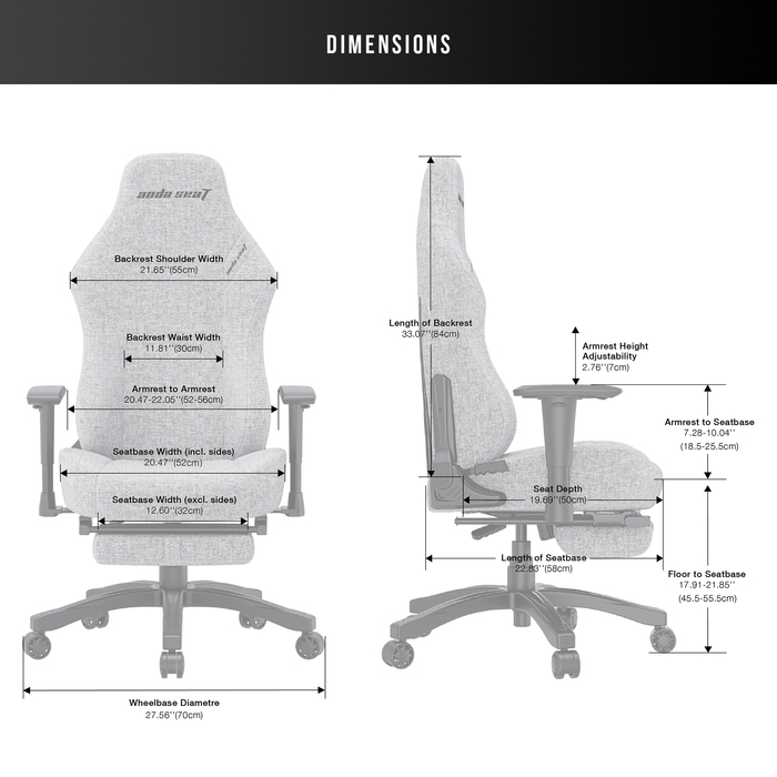 Крісло ігрове Anda Seat Luna Pro Black Fabric Size L