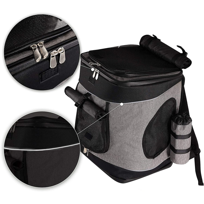 Рюкзак для собак lionto складаний рюкзак для кішок сумка для перенесення собак сумка для перенесення домашніх тварин, (Сірий / Чорний)