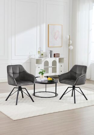 Крісла для їдальні WOLTU (4 шт) з оббивкою з велюру, сірого кольору, з підлокітниками та поворотним механізмом