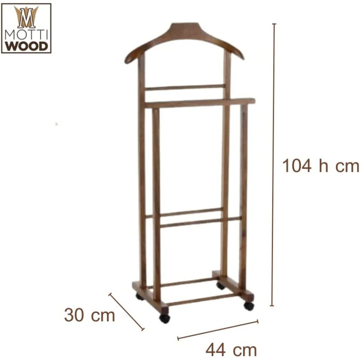 Дзеркало-вішалка для одягу Mottiwood, бук, горіх, подвійний стійкий дзеркало-вішалка з 4 колесами