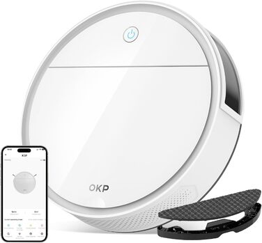 Робот-пилосос OKP K5P, 5000 Па, 180 хв, фільтр HEPA, Wi-Fi, ідеально підходить для шерсті домашніх тварин, килимів, твердої підлоги