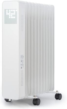 Електричний масляний радіатор Klarstein 2500W з термостатом та Wi-Fi, білий - енергозбереження