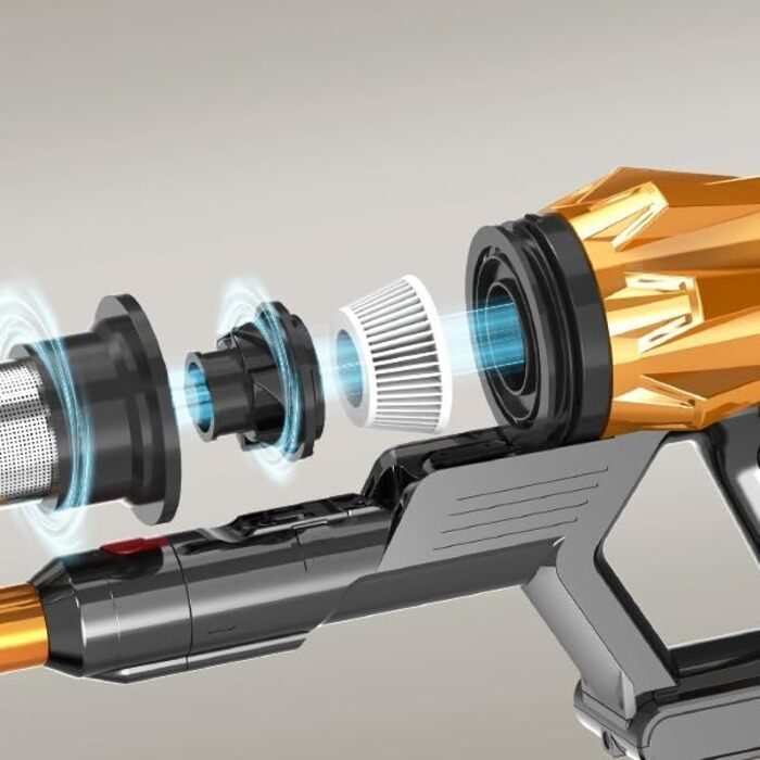 Bergxperten Orizom: Акумуляторний пилосос з автоматичним визначенням пилу, 60 хв роботи, без мішка, для килимів, твердих підлог та шерсті тварин, 550 Вт, оранжевий