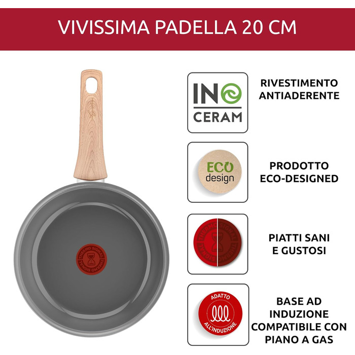 Сковорода Lagostina Vivissima 20 см з керамічним покриттям, з довгою ручкою, для всіх типів плит, включаючи індукційні