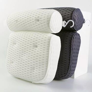 Подушка для ванни з піни Memory Foam, антиковзка, для шиї та спини, 4D вентиляція, 6 присосок, сіра