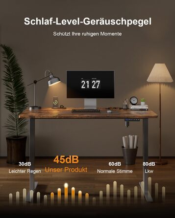 Регульований стіл з USB-портом та розеткою, 100 x 60 см. Електричний стіл, комп'ютерний стіл з пам'яттю, білий (коричневий)