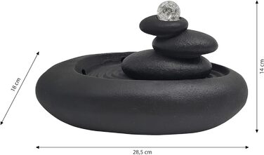 Фонтан Dehner критий Kana зі світлодіодним підсвічуванням, 28,5 х 18 х 14 см, полістоун, чорний