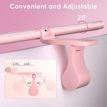 Quntis Лампа для монітора з підсвічуванням 51 см з пультом, захист від синього світла, регулювання яскравості, для ПК, офісу та дому (ScreenLinear Glow Rosa)