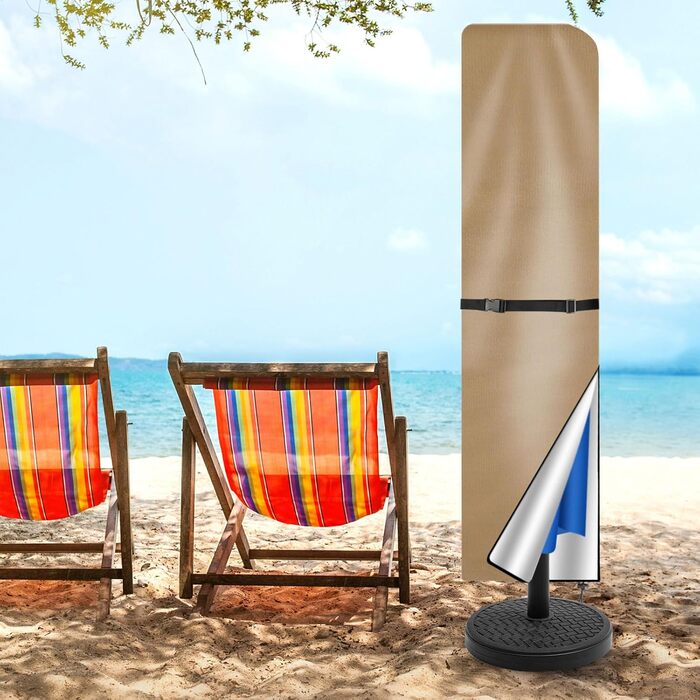 Чохол для парасольки/маркетки 240x57/57см, захисний чохол від сонця, UV захист, для парасольки до 400см Ø, коричневий/хакі