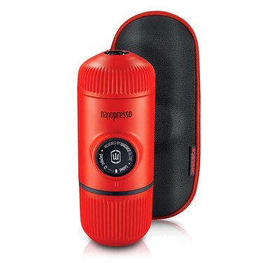 WACACO Nanopresso: портативна кавомашина для еспресо, ручна, з кейсом, 80 мл, Lava Red