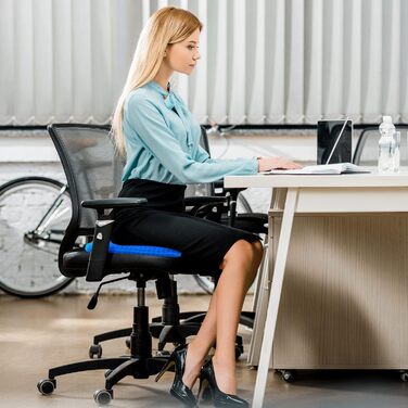 Ортопедична гелева подушка на стілець для офісу та авто, протиковзаюча та дихаюча, синя (47x44x4 см)