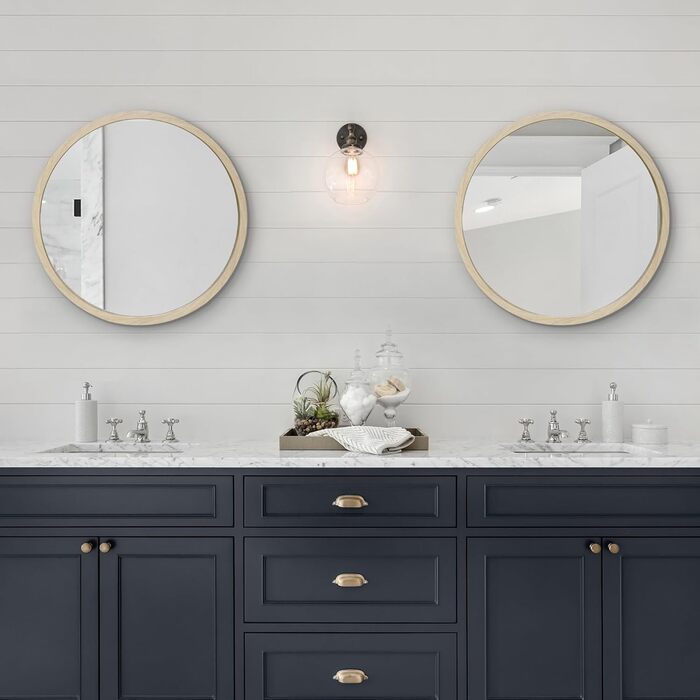 Дзеркало овальне Americanflat Spiegel Oval 30x61 см з пластиковим каркасом (дуб)