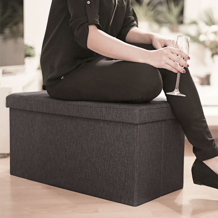 Relaxdays Складана лавка з льону