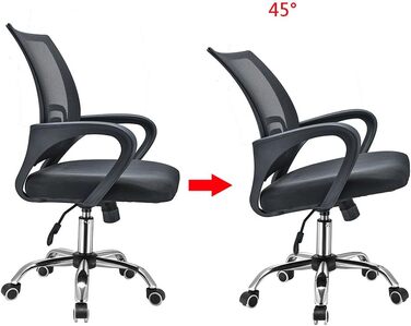 Ергономічний офісний стілець Panana, крісло з сітчастою оббивкою та підлокітниками, поворотне крісло з сітки, регульоване по висоті до 136 кг (чорне)