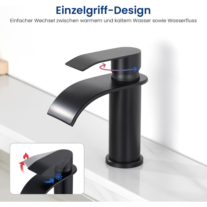 Змішувач для ванної CECIPA Gebürstet, нержавіюча сталь, чорний, 86 мм | Змішувач для умивальника | Змішувач для ванної кімнати