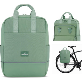 Міські кофри Johnny для багажників жіночі та чоловічі зелені - Jona Medium Bike - Велосипедна сумка 2 в 1 Рюкзак і сумка для багажу Задня частина - водовідштовхувальний зелений поліестер Шавлія