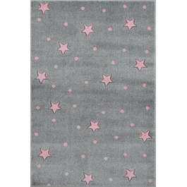 Дитячий килимок Livone Easy у догляді Star Dots, сріблясто-сіро-рожевий, 160x220 см