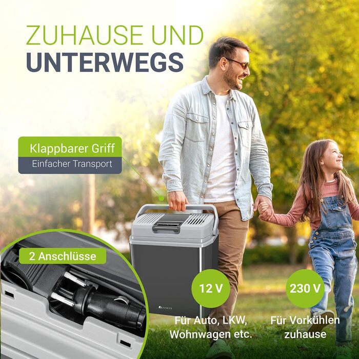 Автомобільний холодильник Juskys 24л 12/230V: термобокс для авто, кемпінгу, подорожей - охолодження та підігрів