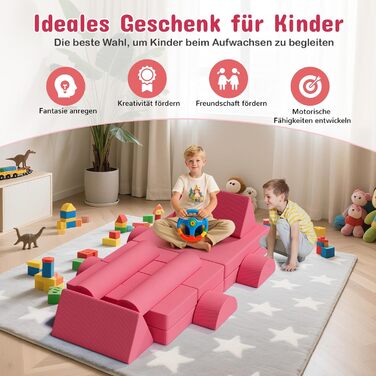 Дитяче ігрове диван-конструктор MAMIZO Cord, 15 частин, рожевий. Модульний диван-конструктор для гри та відпочинку в дитячій кімнаті. Оeko-Tex сертифікат.