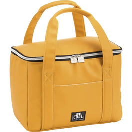 Елегантна міська сумка-холодильник 28x18x21 см, об'єм приблизно 10,5 л з широкими ручками для пікніків, школи, екскурсій, подорожей, косметики (жовтий)