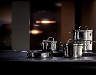 Пароварка WMF Mini з металевим кришкою, 16 см, 1,5 л, Cromargan® нержавіюча сталь, для індукційних плит, компактна, ідеальна для невеликих порцій та одноосібних домогосподарств