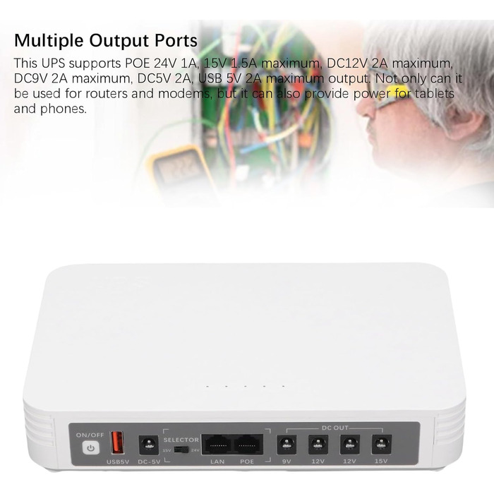 Mini UPS Marhynchus 8000mAh з батареєю, індикатором та підтримкою англійської мови для роутера, камери, телефону (EU-штекер)