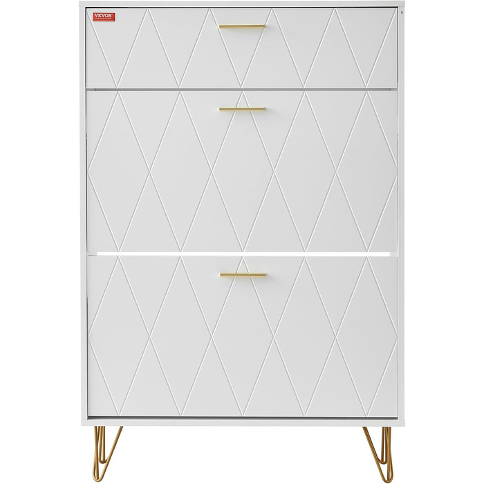 Шафа для взуття VEVOR вузька, дерев'яна, 600 x 168 x 877 мм, з верхньою полицею та 3 відкидними дверцятами, вантажопідйомність 36,28 кг, для прихожого