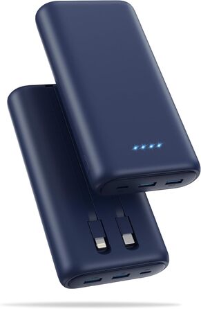 Виходів, 2 входи, вбудовані кабелі, світлодіодні індикатори, 26800mAh, PD 25W QC 4.0, 5