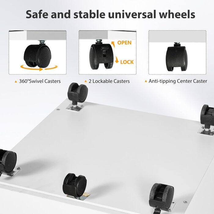 Шафа для документів SDHYL на 2 шухляди, мобільна, для A4/листів/legal документів, 46.2x40x67.5cm (Біла)