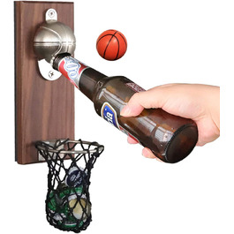 Відкривачка для пляшок BelonLink для пива, відкривачка для баскетбольного пива, настінна магнітна відкривачка для пляшок з кришкою, дерев'яна відкривачка для пляшок, прикраса для дому, бару, відкривачка для газованої води, подарунок для любителів пива