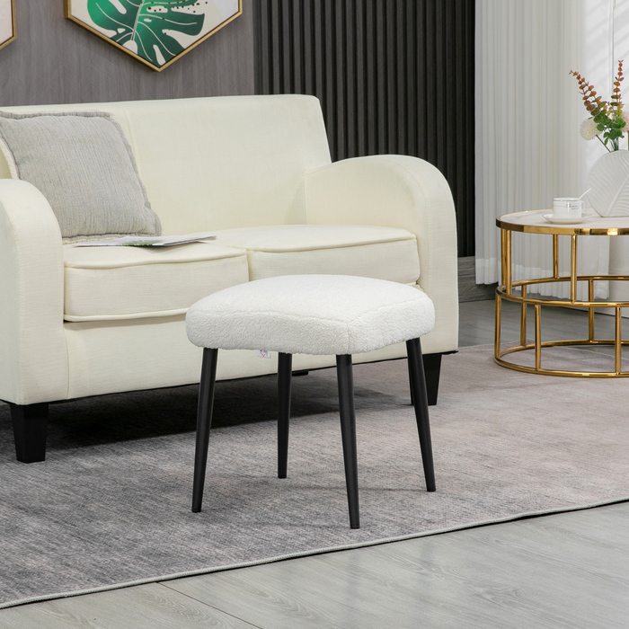 Табурет для макіяжу HOMCOM Footstool Square Ottoman Cashmere Look зі сталевими ніжками для вітальні Спальні кремовий 42x42x47см