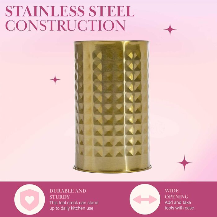 Набір кухонних аксесуарів Paris Hilton, 7 предметів, рожево-золотий (з контейнером для інструментів)